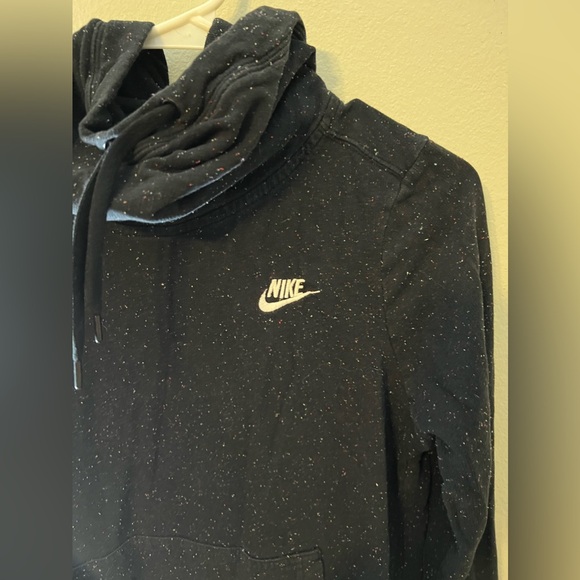 NIKE Sportswear Women’s Black Cowl Speckled Neck Funnel Hoodie! Size Small. - Picture 5 of 12